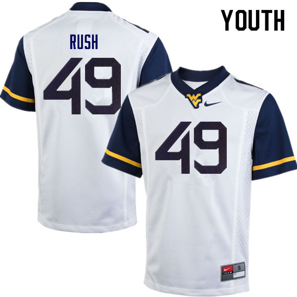 Youth #49 Nick Rush West Virginia Mountaineers College Football Jerseys Sale-White - Click Image to Close
